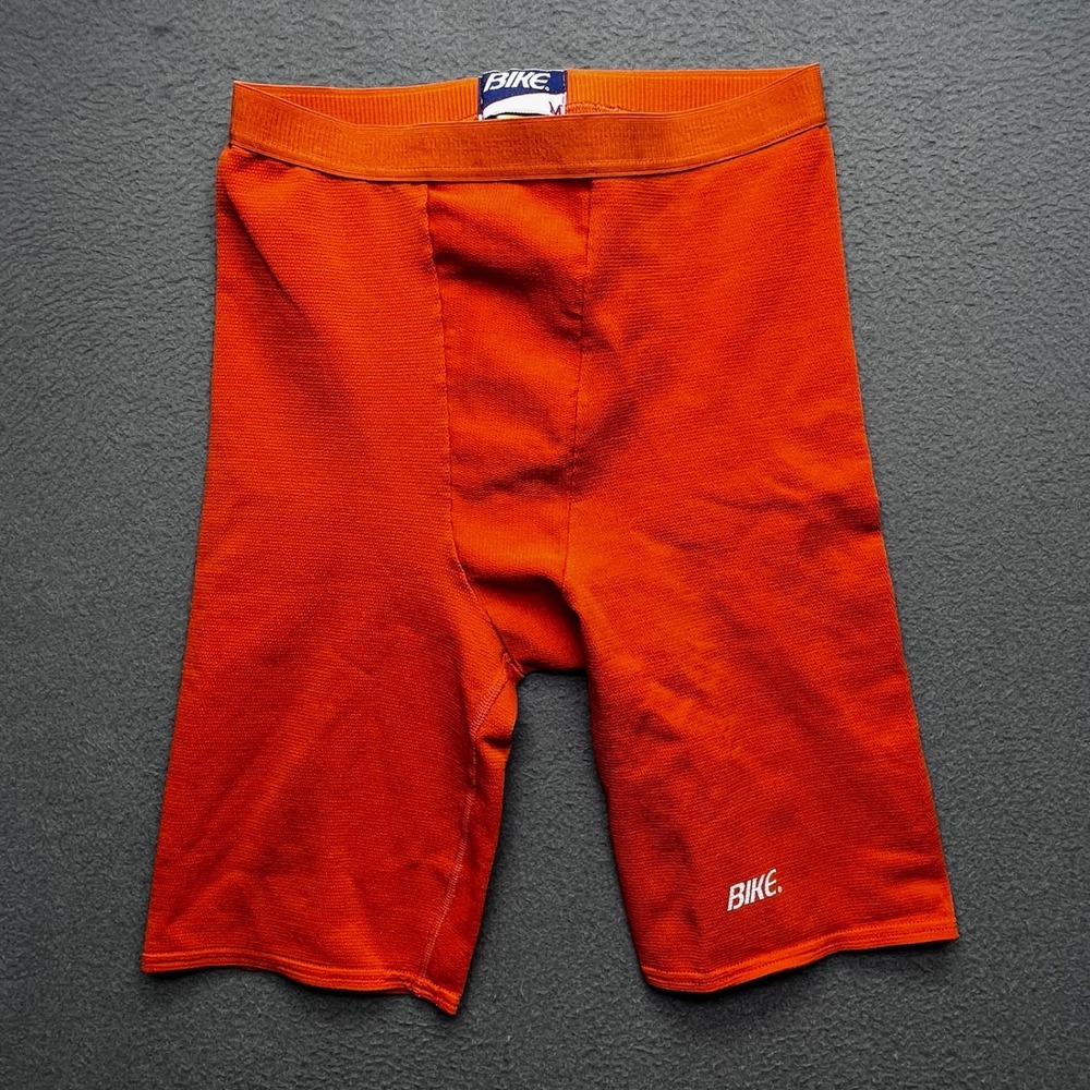 Bike Men Compression Shorts Nylon Spandex Medium Orange Vintage 7625 USA Made
